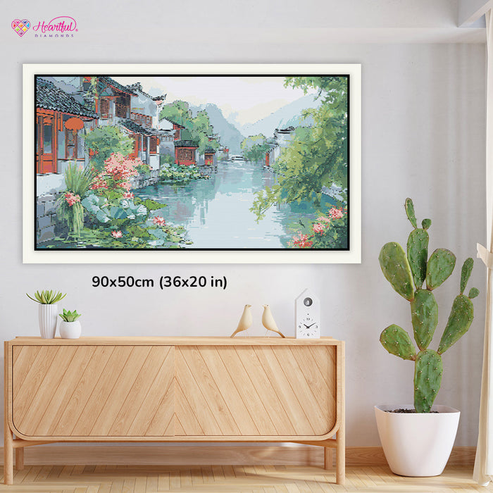 Ancient Watertown Diamond Painting Kit-90x50cm (36x20 in)-Heartful Diamonds