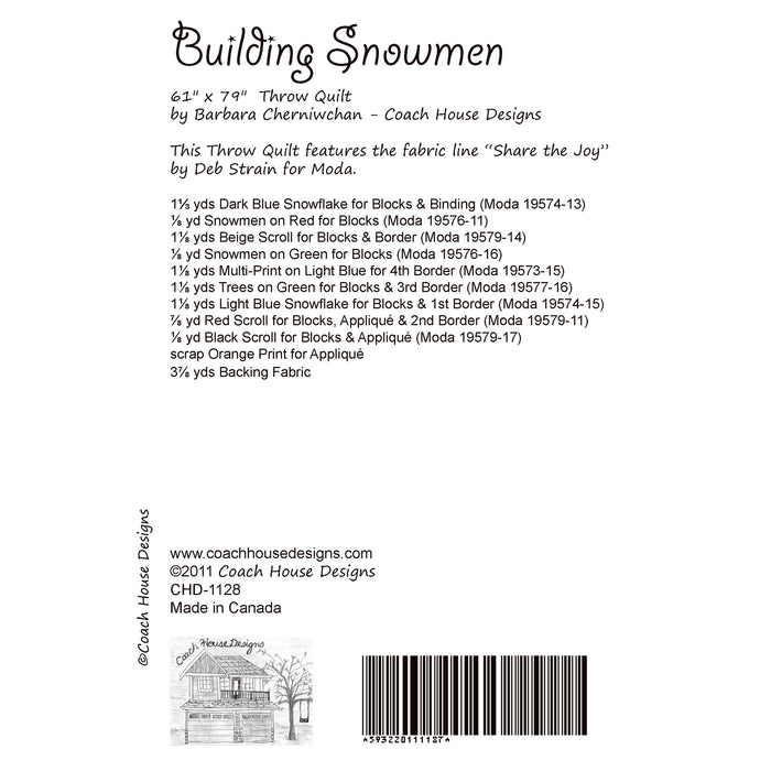 Building Snowmen Downloadable PDF Quilt Pattern