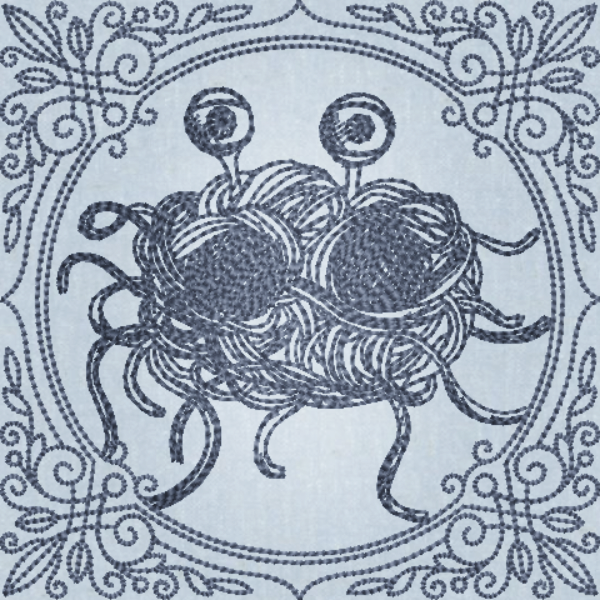 Creature Feature Quilt Square - Flying Spaghetti Monster (FSM)