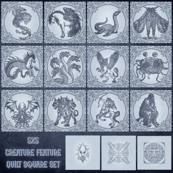 Creature Feature Quilt Squares - Full Set