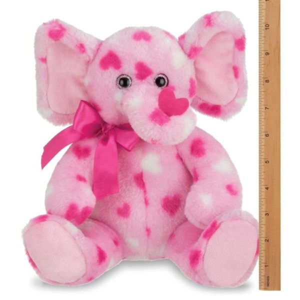 Manny Hugs Plush Stuffed Animal Elephant with Hearts Measuring Vertically