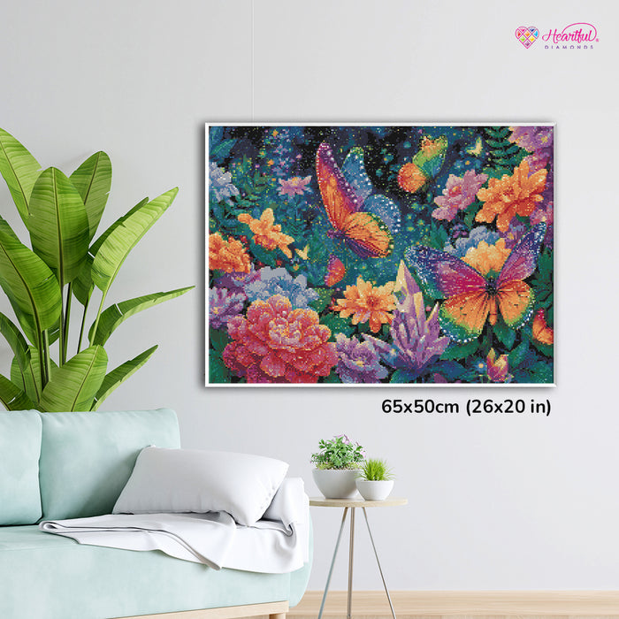 Midnight Garden of Butterflies Diamond Painting Kit-65x50cm (26x20 in)-Heartful Diamonds