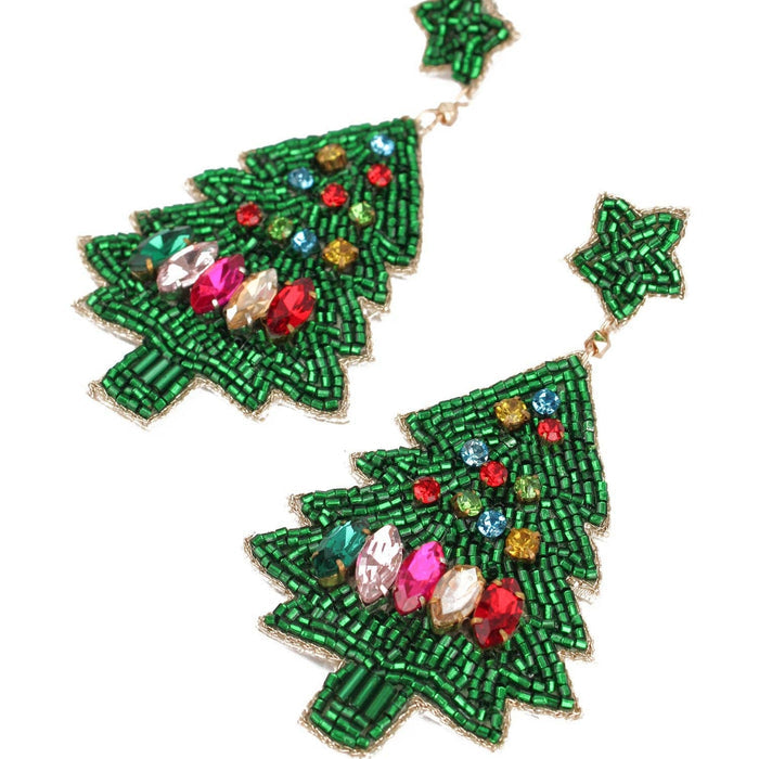 My Doris LARGE RAINBOW AND GREEN CHRISTMAS TREE EARRINGS - Precious Sparkle