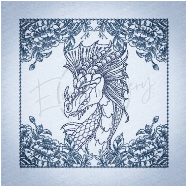 Quilt Square - Dragon Selfie Portrait 2 5.03 X 5.02 (127.8mm X 127.5mm)