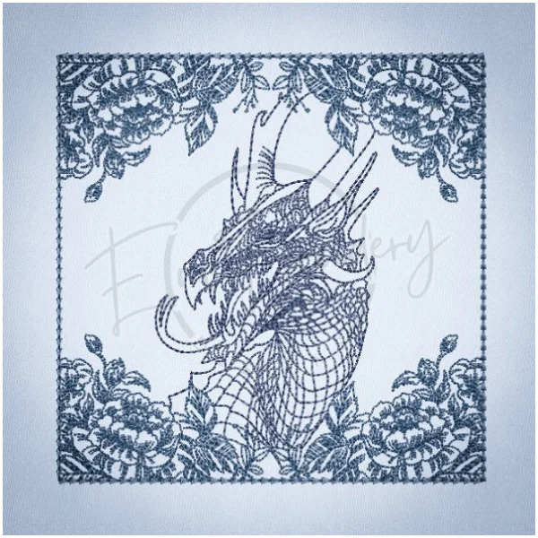 Quilt Square - Dragon Selfie Portrait 6 5.03 X 5.02 (127.8mm X 127.5mm)