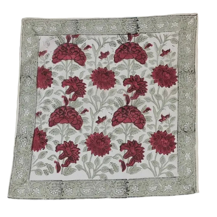 Red & Green Block Print Bandana Square Scarf - Precious Sparkle
