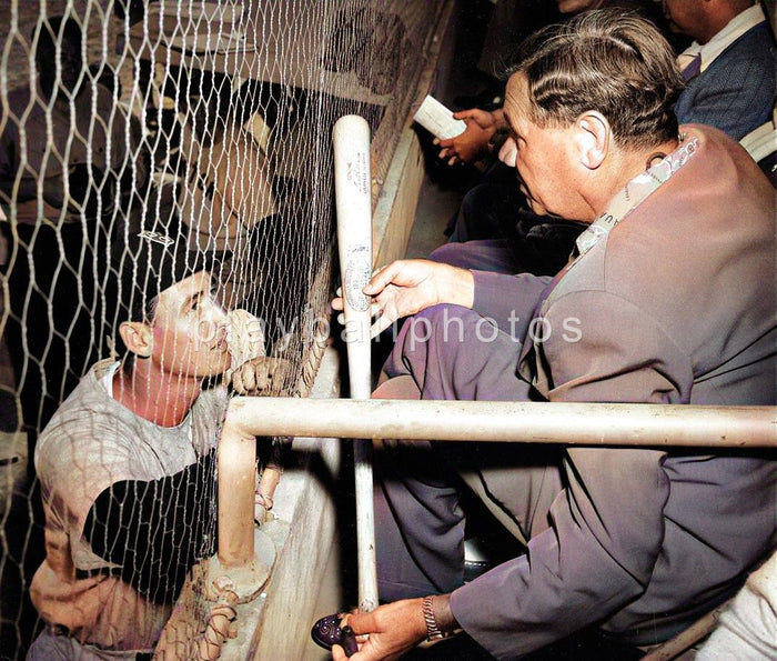 Ted Williams w/ Babe Ruth Colorized 8x10 Print