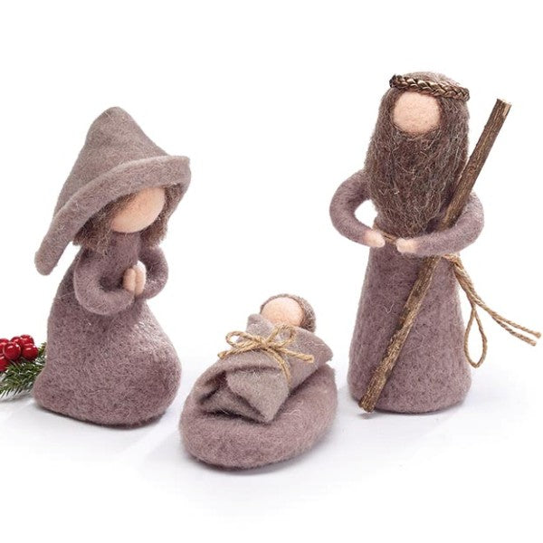 Three piece felt nativity with Joseph, Mary and baby Jesus