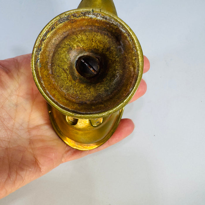 Vintage Brass Incense Boat | hinged liturgical brass vessel on pedestal base