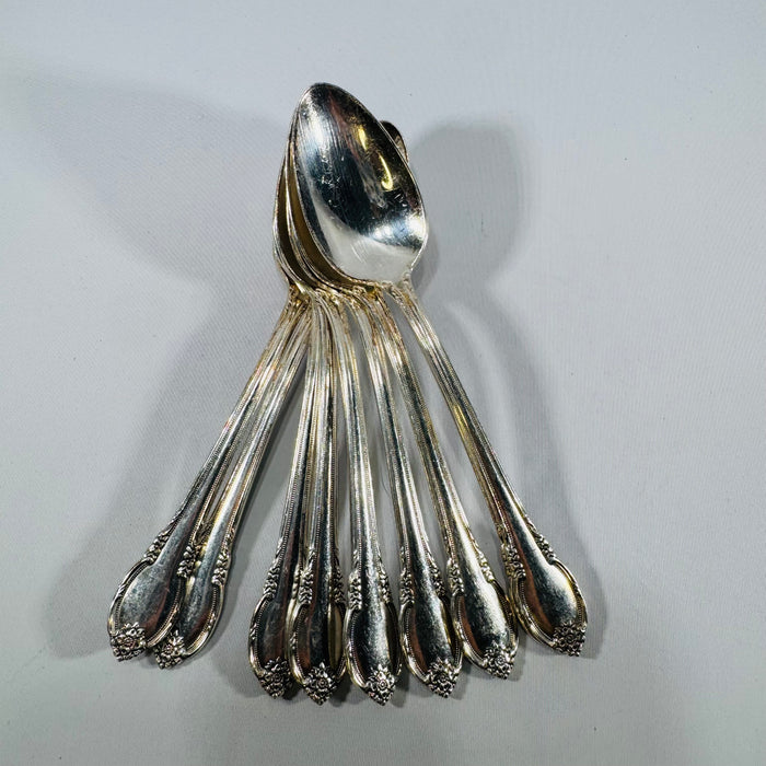1847 Rogers Bros Remembrance Silverplate Spoons Set of 9 Vintage 1948 Floral Flatware
