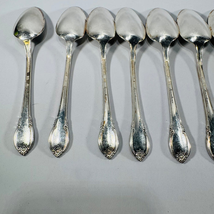 1847 Rogers Bros Remembrance Silverplate Spoons Set of 9 Vintage 1948 Floral Flatware