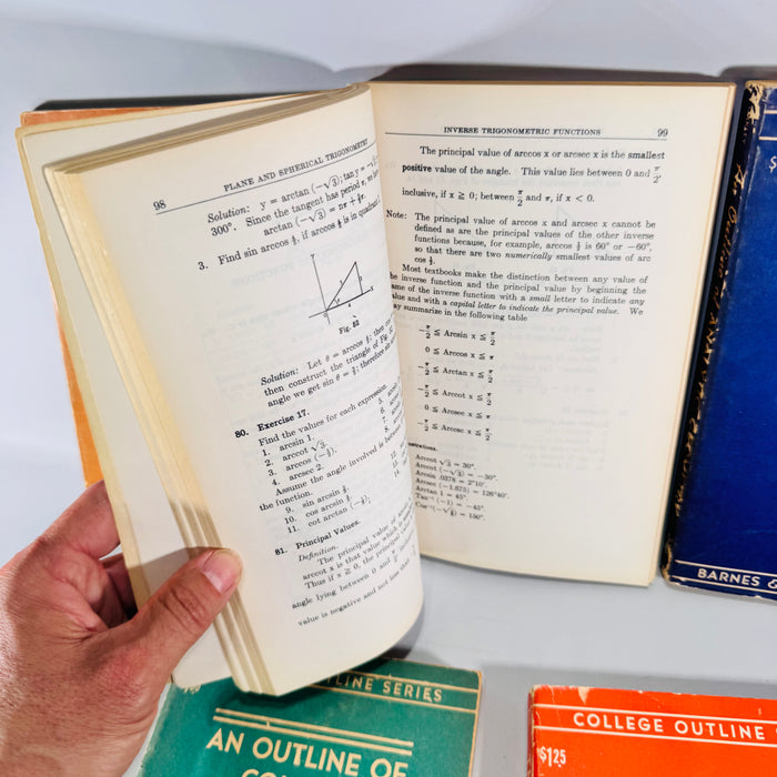1940s Mathematics Textbook Bundle 5 Barnes & Noble College Outline Series Books Algebra Calculus Geometry Trigonometry