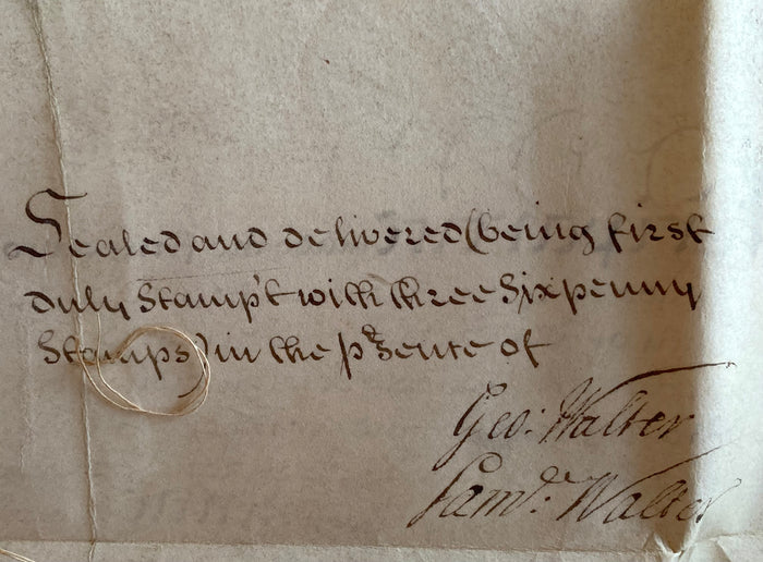 Handwritten Indenture on Vellum. 1, August 1717. Sir Christopher des Bouverie. [Leicester Square]