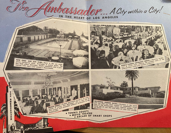 (The Ambassador, Cocoanut Grove) Table Card Announcement - The Ames Brothers. (Oct. 7, 1943)