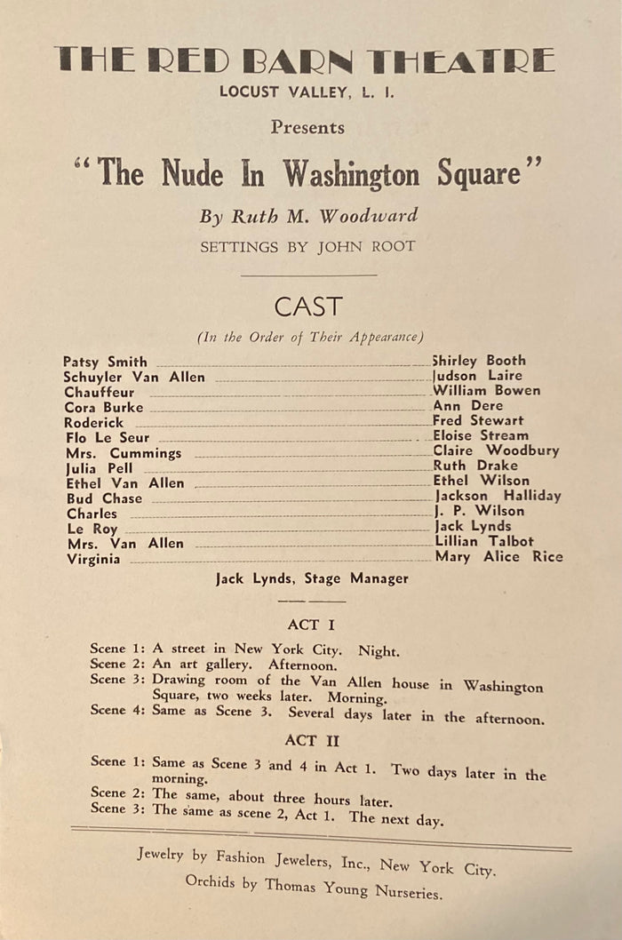 (Locust Valley, Long Island) The Red Barn Theatre. "The Nude in Washington Square."  (1934)