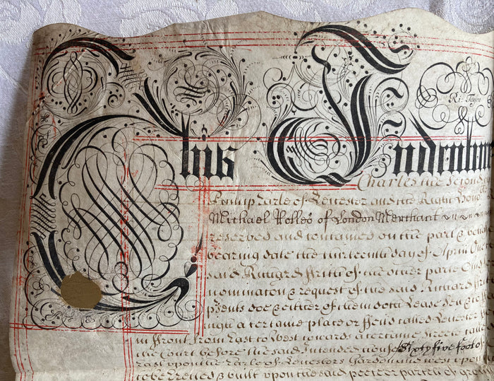 (Leicester Square) Handwritten Indenture on Vellum. (1683)