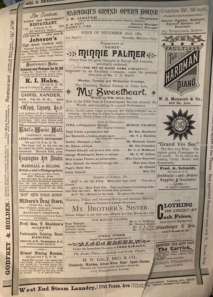 (Magazine) The Stage. Washington D.C. Vol IV, No. 57-62. Nov. 28, 1887.