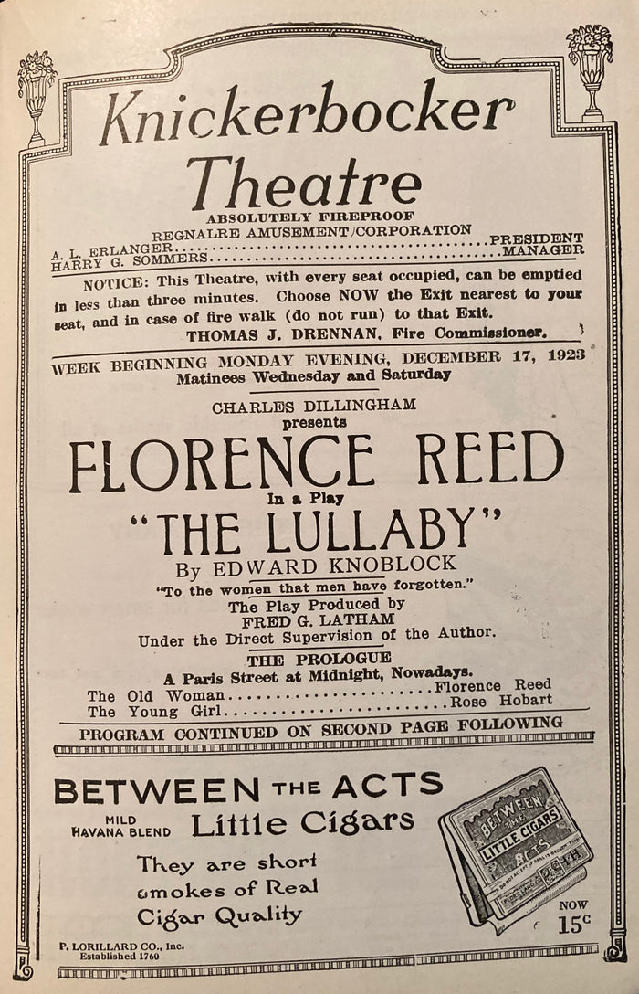 Knickerbocker Theatre, NY. "The Lullaby." Dec. 17, 1923.