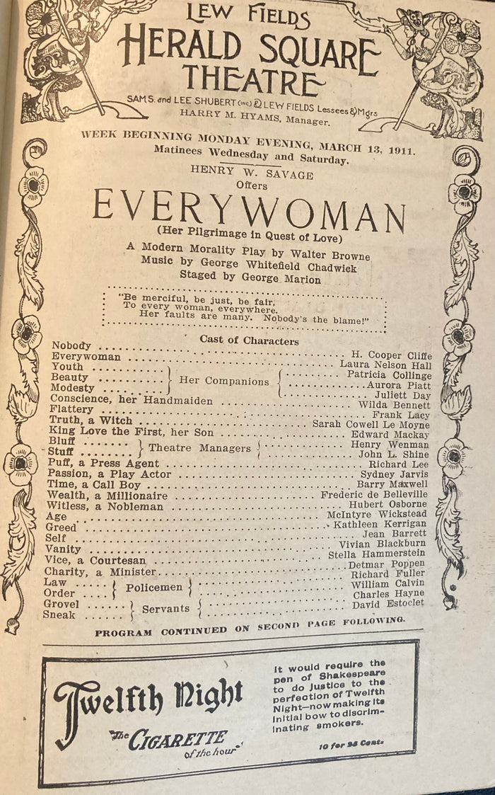 Herald Square Theatre, NY. "Everywoman." March 13, 1911.