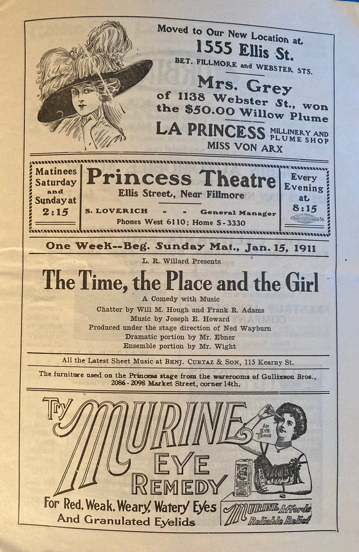 Princess Theatre, SF. "The Time, the Place and the Girl." Jan. 15, 1911.