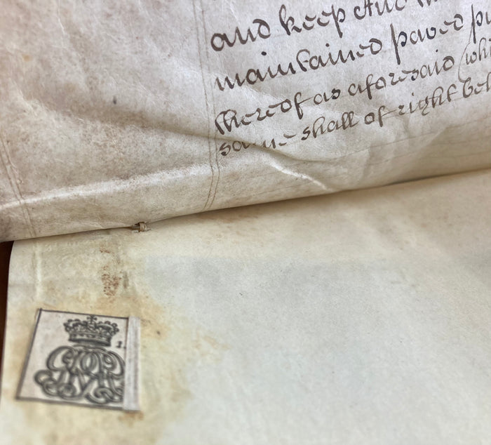 Handwritten Indenture on Vellum. 1, August 1717. Sir Christopher des Bouverie. [Leicester Square]