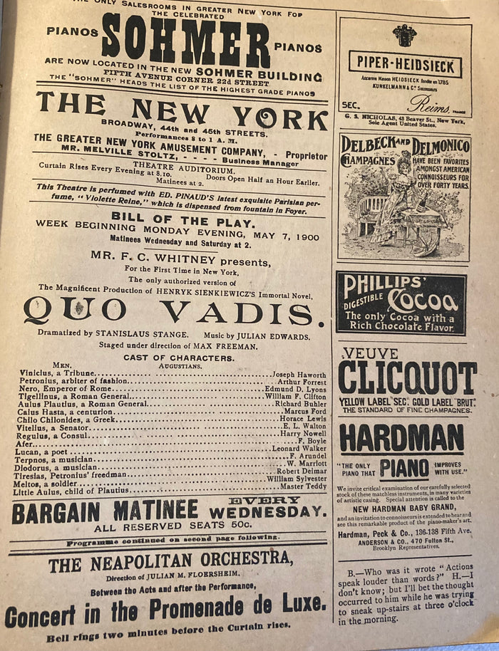 The New York Theatre. "Quo Vadis." May 7, 1900.
