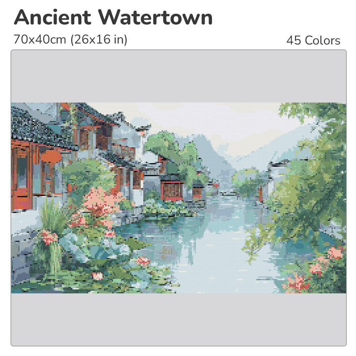 Ancient Watertown Diamond Painting Kit-70x40cm (26x16 in)-Heartful Diamonds