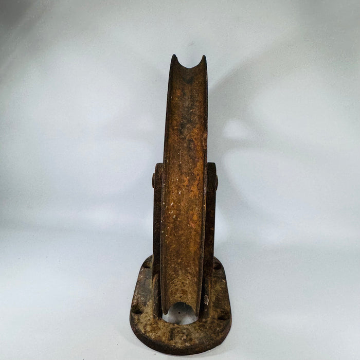 Antique Cast Iron Upright Pulley Sheave Pat Apr 18 1876, Barn or Industrial Hardware, Rustic Steamboat Pulley Decor