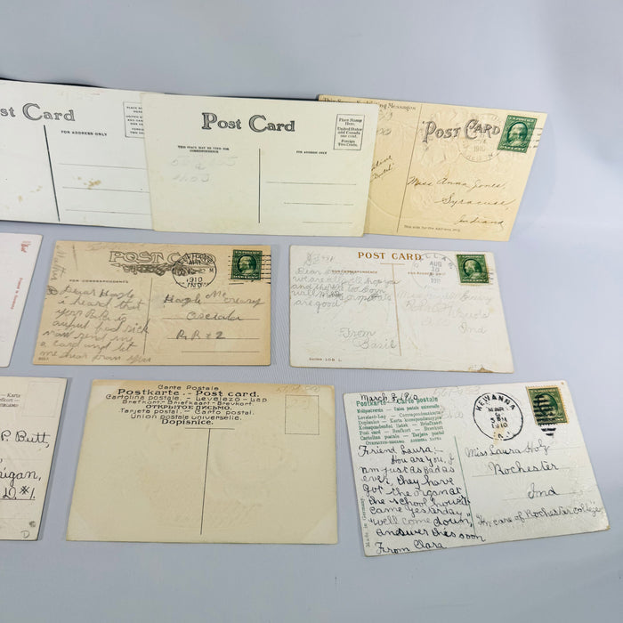 Antique Victorian & Edwardian Postcard Lot of 10, Embossed Floral Greeting Cards, Antique Paper Ephemera Collection