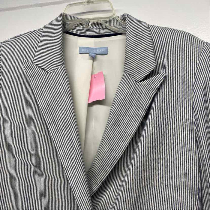 Antonio Melani Women's Size 16-XXL Blue-White Stripe Double Breasted Jacket