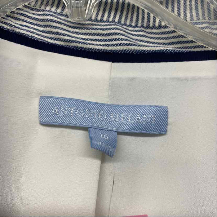 Antonio Melani Women's Size 16-XXL Blue-White Stripe Double Breasted Jacket