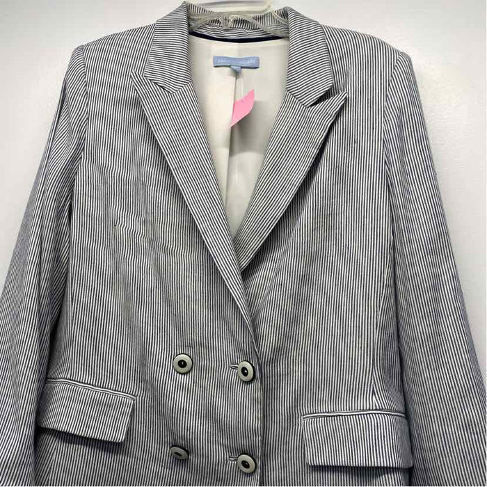 Antonio Melani Women's Size 16-XXL Blue-White Stripe Double Breasted Jacket