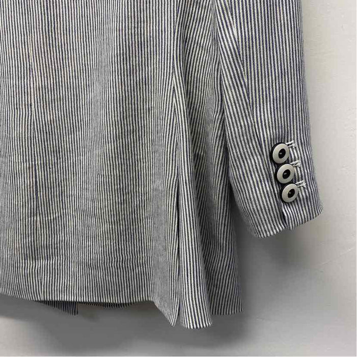 Antonio Melani Women's Size 16-XXL Blue-White Stripe Double Breasted Jacket