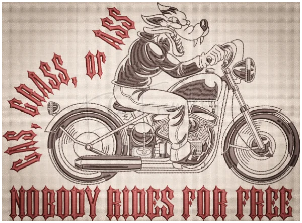 Biker Wolf - Gas Grass or Ass 9.26 X 12.60 (235.2mm X 320mm)