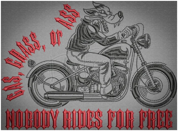 Biker Wolf - Gas Grass or Ass 6.11 X 8.31 (155.2mm X 211.1mm)