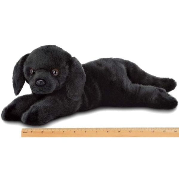 Black Labrador Retriever Plush Puppy Dog Jet Measuring Horizontally