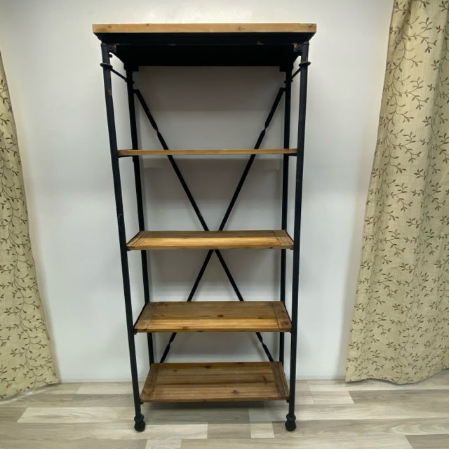 Black Metal-Wood Bookshelf