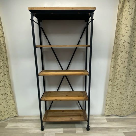 Black Metal-Wood Bookshelf