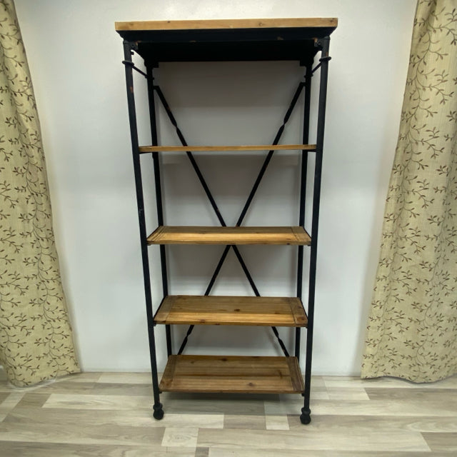 Black Metal-Wood Bookshelf