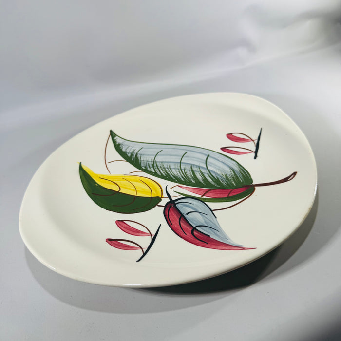 Blue Ridge Fantasia Oval Platter Vintage Hand Painted Southern Potteries Leaf Serving Dish