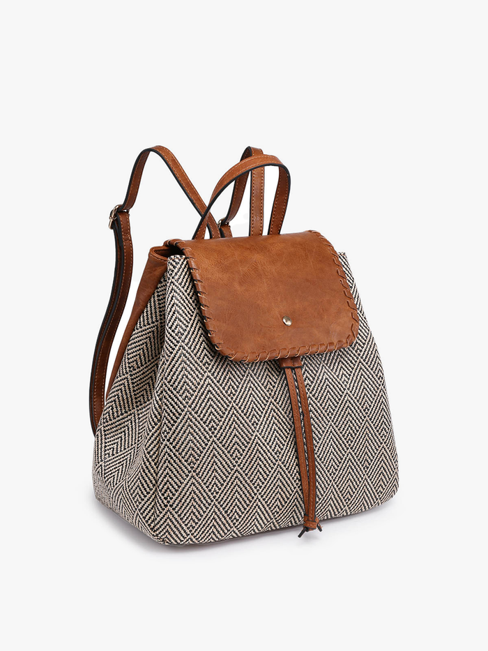 Boho Chic Geometric Backpack Purse JNC RT (Jen & Co. Outlet) Black/Natural