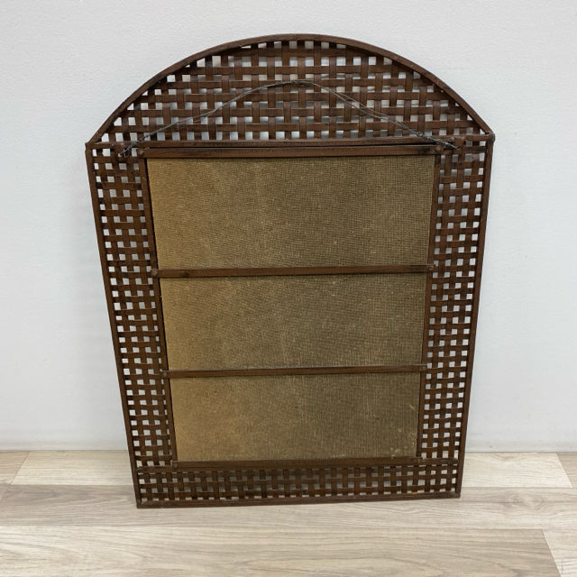 Brown Metal Mirror Basket Weave Design