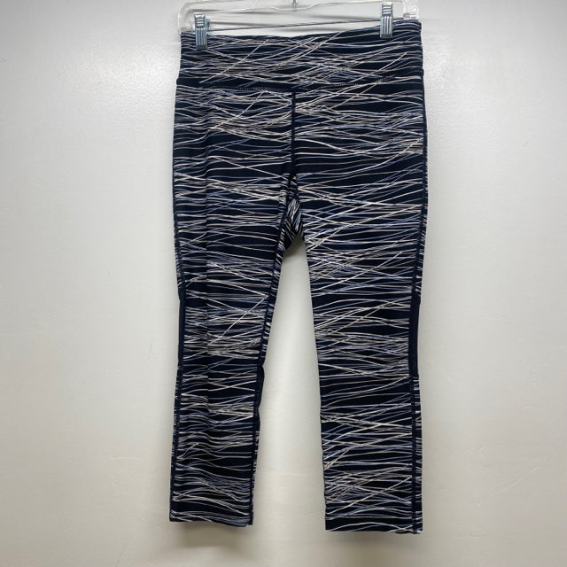 Calvin Klein Women's Size M Black-White Striped Capri Activewear Pants