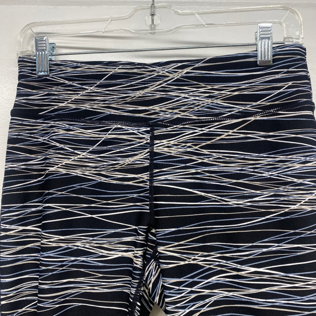 Calvin Klein Women's Size M Black-White Striped Capri Activewear Pants