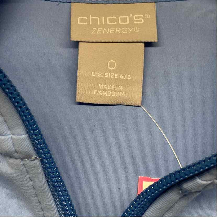 Chico's Zenergy Size 0-S Women's Light Blue Solid Jacket Activewear Top