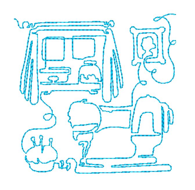 Continuous Line Sewing Redwork [4x4 & 5x7] Machine Embroidery Designs # 10634