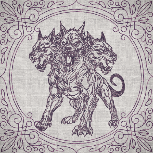 Creature Feature Quilt Square - Cerberus