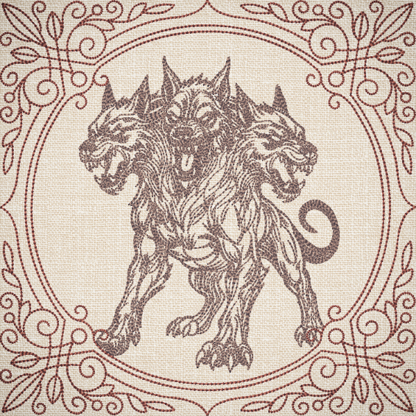 Creature Feature Quilt Square - Cerberus