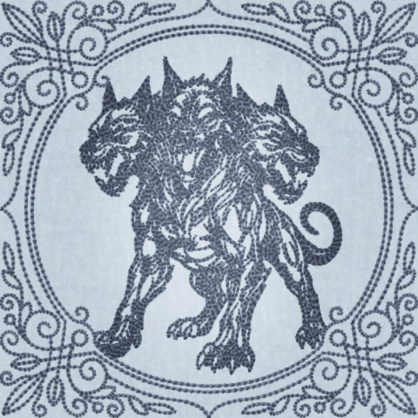 Creature Feature Quilt Square - Cerberus