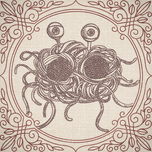 Creature Feature Quilt Square - Flying Spaghetti Monster (FSM)